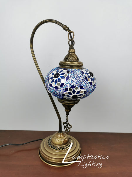 Turkish Moroccan Mosaic Glass Swan Neck Table Lamp No 3