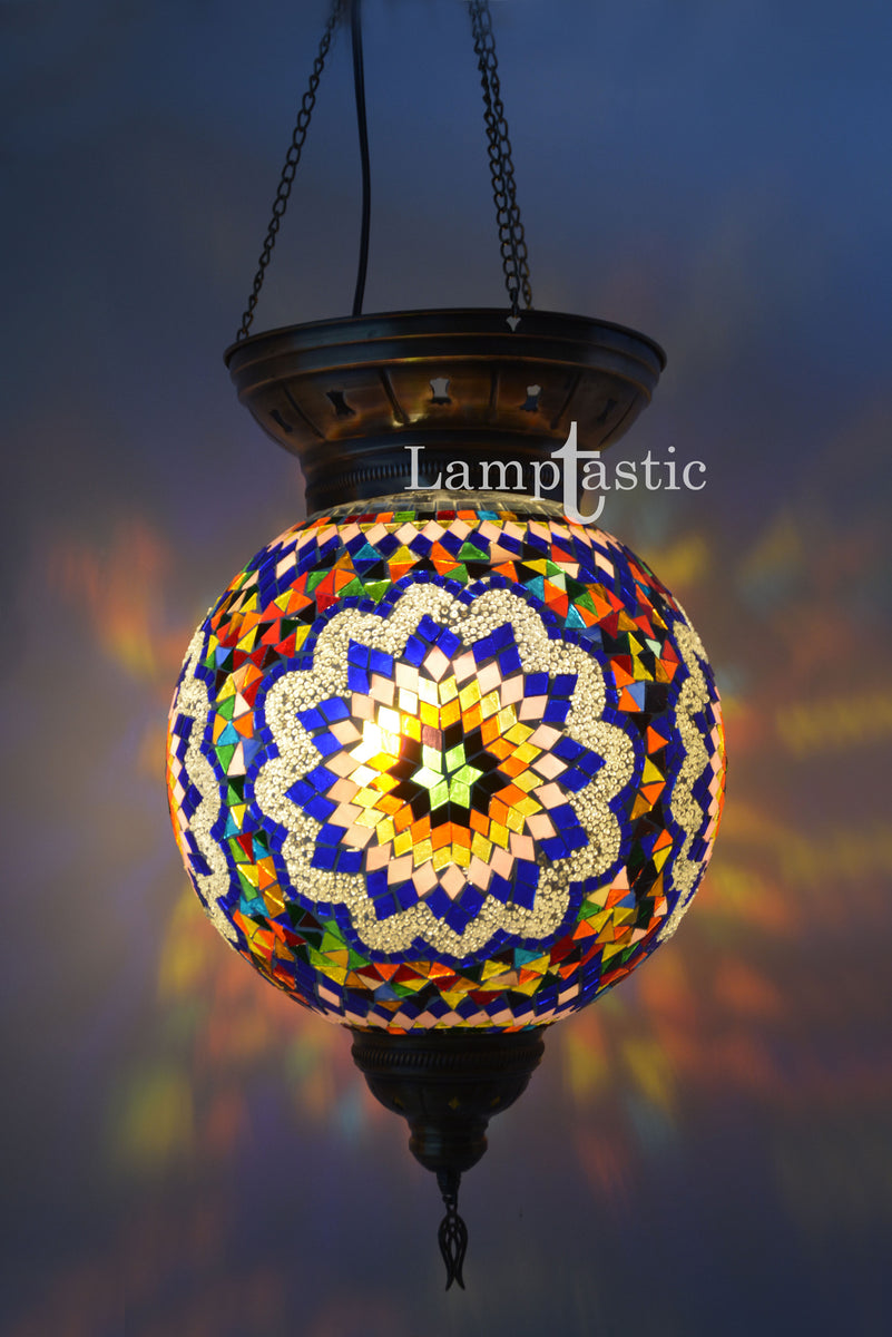 Large Handmade Mosaic Turkish Lantern Lamptastico