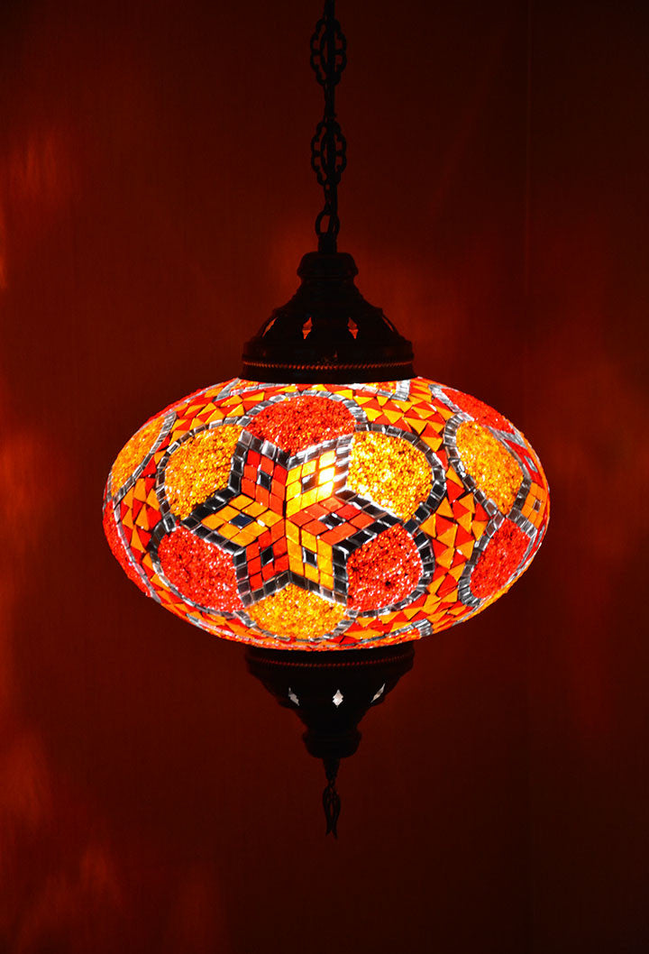 Large Orange Tiffany Style Moroccan Hanging Lamp – Lamptastico