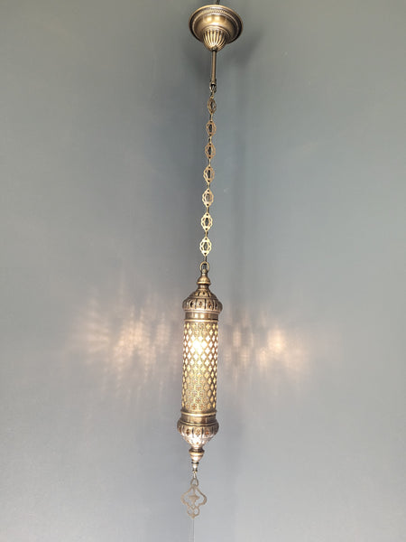 Moroccan Turkish Cylinder Blown Glass Ceiling Pendant Light Lamp, Kitchen Island Lighting