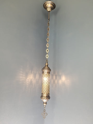Moroccan Turkish Cylinder Blown Glass Ceiling Pendant Light Lamp, Kitchen Island Lighting