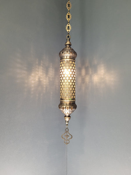 Moroccan Turkish Cylinder Blown Glass Ceiling Pendant Light Lamp, Kitchen Island Lighting