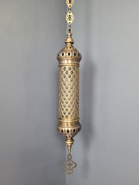 Moroccan Turkish Cylinder Blown Glass Ceiling Pendant Light Lamp, Kitchen Island Lighting