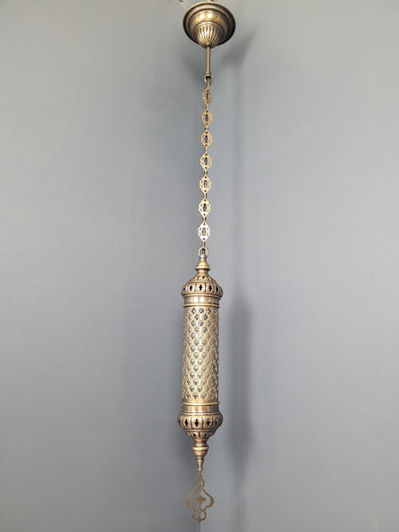 Moroccan Turkish Cylinder Blown Glass Ceiling Pendant Light Lamp, Kitchen Island Lighting