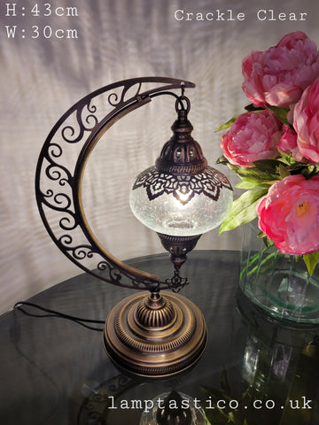 Moroccan Moon Table Lamp, Murano Crescent Desk Light, Hilal Turkish Lamp