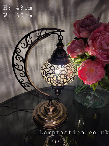 Moroccan Moon Table Lamp, Murano Crescent Desk Light, Hilal Turkish Lamp