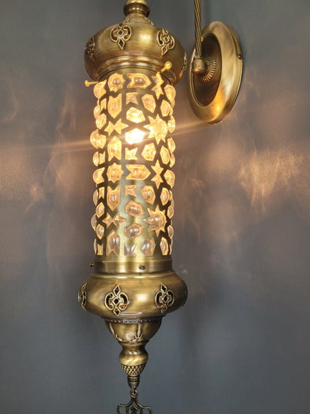 Turkish Moroccan Laser Cut Brass Cylinder Wall Light