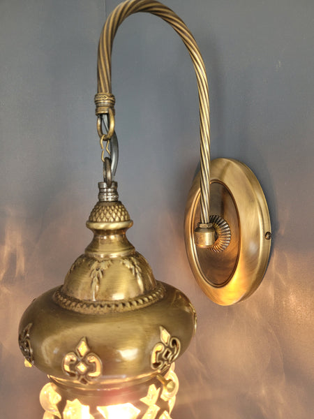 Turkish Moroccan Laser Cut Brass Cylinder Wall Light