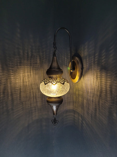 Ottoman Crackle Clear Glass Oval Wall Light