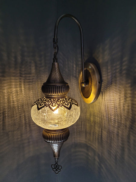 Ottoman Crackle Clear Glass Oval Wall Light