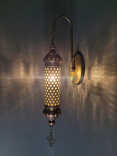 Cylinder Wall Light Sconce Brass Finish Oval Base