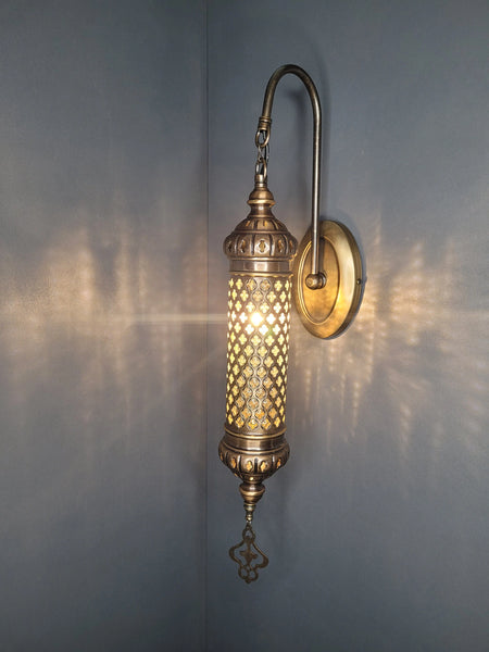 Cylinder Wall Light Sconce Brass Finish Oval Base