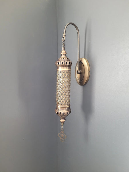 Cylinder Wall Light Sconce Brass Finish Oval Base