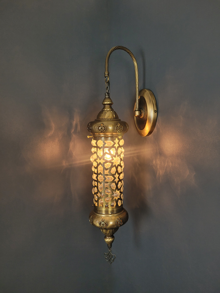 Turkish Moroccan Laser Cut Brass Cylinder Wall Light