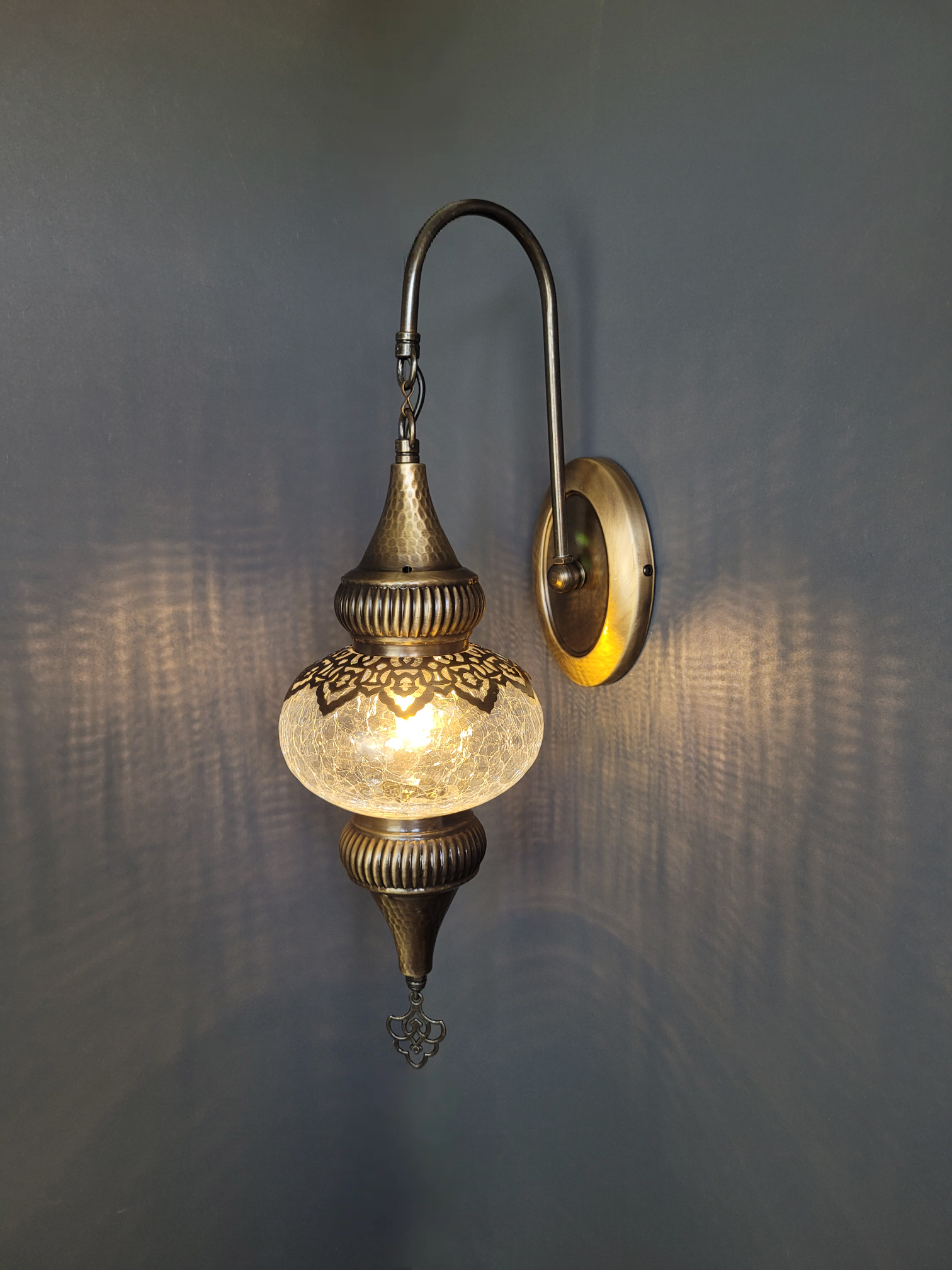 Ottoman Crackle Clear Glass Oval Wall Light