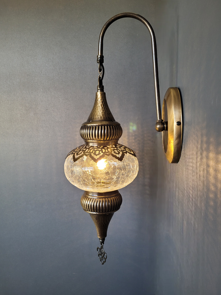 Ottoman Crackle Clear Glass Oval Wall Light