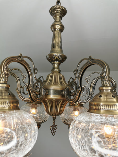 Turkish Crackle Glass 6 Globe Chandelier