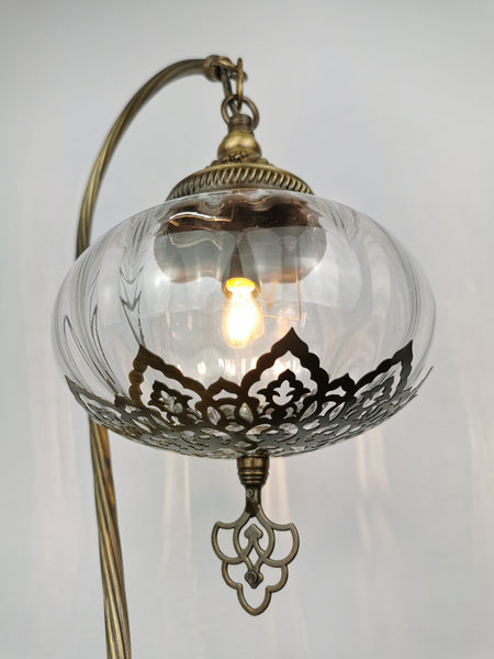 Luxurious Turkish Moroccan Style Swan Neck Transparent Glass Table Lamp No 3
