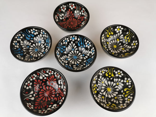 Turkish Moroccan Handmade Colorful Ceramic Set of 6 Boxed 8cm Dip Snack Bowls