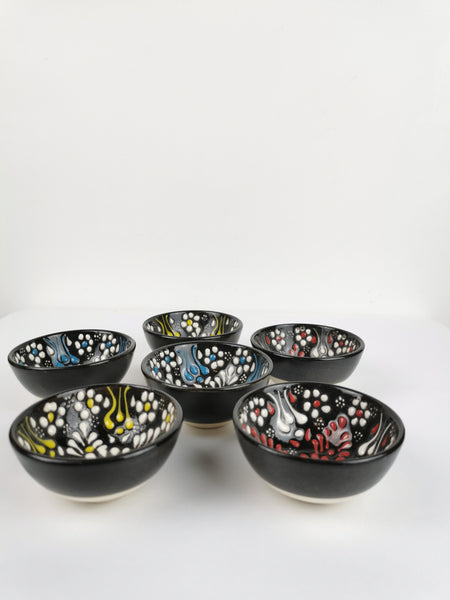 Turkish Moroccan Handmade Colorful Ceramic Set of 6 Boxed 8cm Dip Snack Bowls