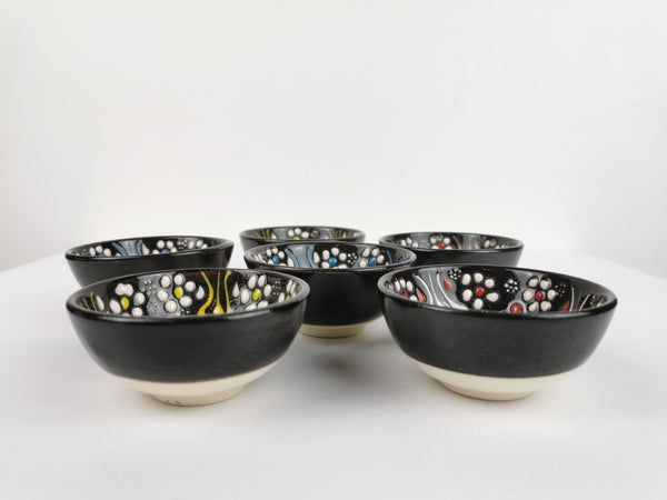 Turkish Moroccan Handmade Colorful Ceramic Set of 6 Boxed 8cm Dip Snack Bowls