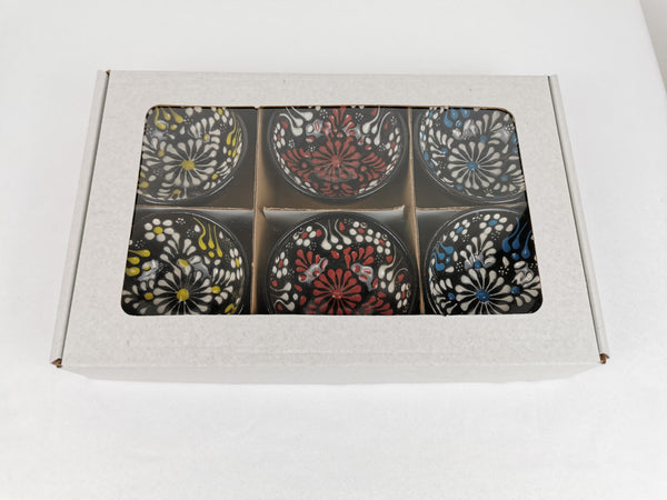 Turkish Moroccan Handmade Colorful Ceramic Set of 6 Boxed 8cm Dip Snack Bowls
