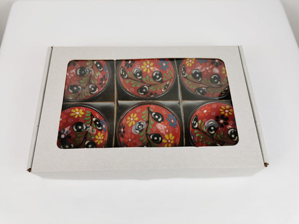 Turkish Moroccan Handmade Olive Ceramic Set of 6 Boxed 8cm Dip Snack Bowls