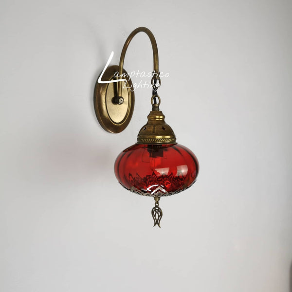 Turkish Single Blown Glass Colourful Oval Wall Light