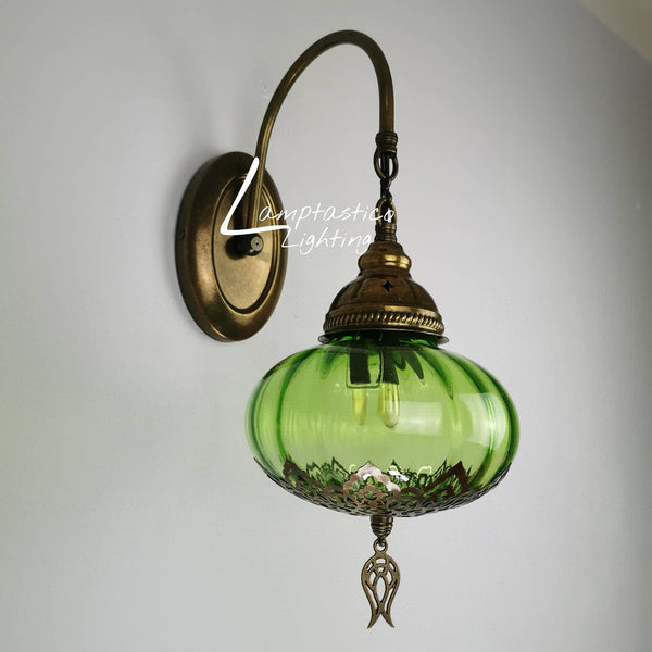 Turkish Single Blown Glass Colourful Oval Wall Light
