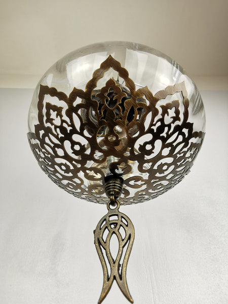 Turkish Single Blown Clear Glass Oval Wall Light