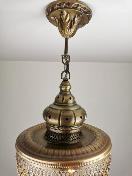 4 -Light Metal Chain Chandelier Brass Finish