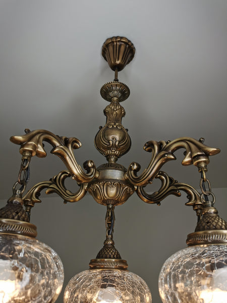 Turkish Crackle Clear Glass 6 Globe Chandelier