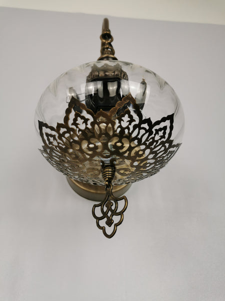 Turkish Single Blown Clear Glass Round Wall Light