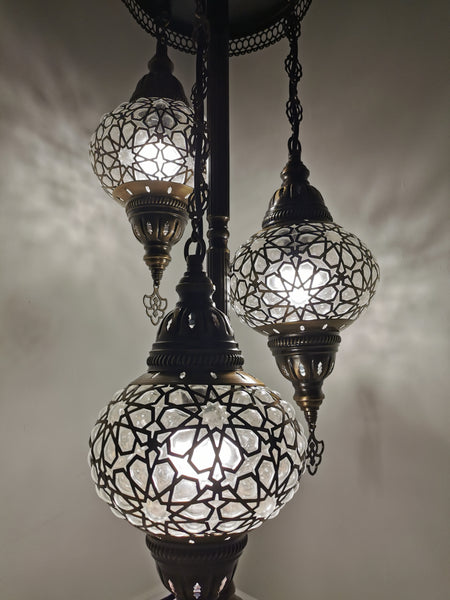 3 Globe Laser Blown Glass Chandelier Floor Lamp