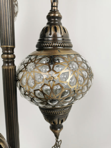 3 Globe Laser Blown Glass Chandelier Floor Lamp