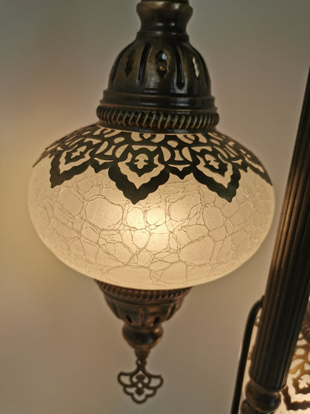 3 Globe Crackle White Glass Chandelier Floor Lamp