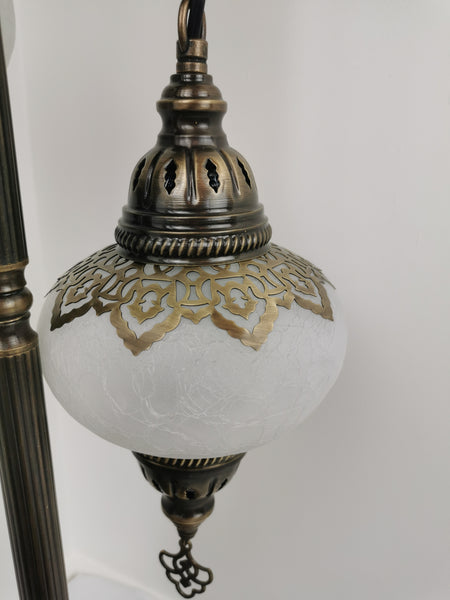 3 Globe Crackle White Glass Chandelier Floor Lamp