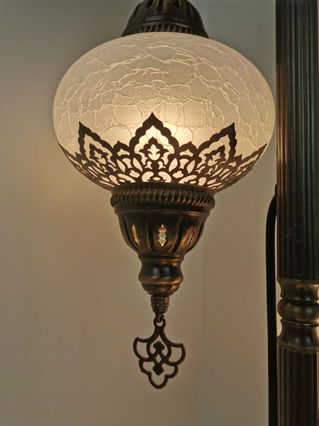 3 Globe Crackle White Glass Chandelier Floor Lamp