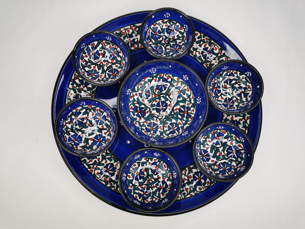 Handmade Turkish Breakfast Set, Decorative Bowl Set, Blue Ceramic Set, Tapas Serving Set, Mezze Set, Turkish Ceramic Food Serving Set