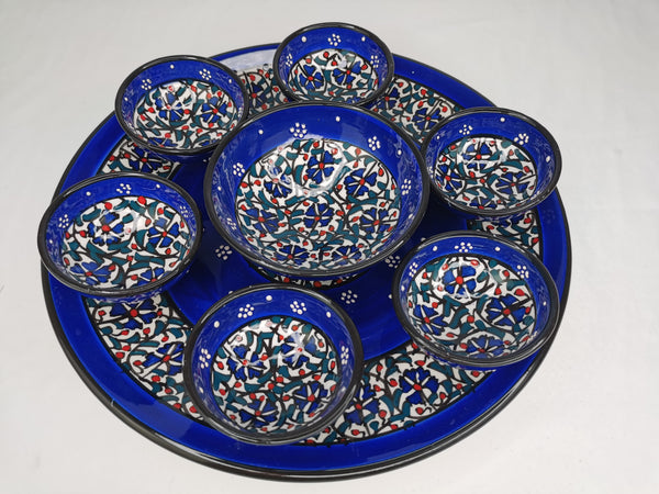 Handmade Turkish Breakfast Set, Decorative Bowl Set, Blue Ceramic Set, Tapas Serving Set, Mezze Set, Turkish Ceramic Food Serving Set