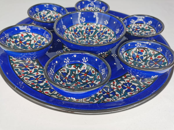 Handmade Turkish Breakfast Set, Decorative Bowl Set, Blue Ceramic Set, Tapas Serving Set, Mezze Set, Turkish Ceramic Food Serving Set