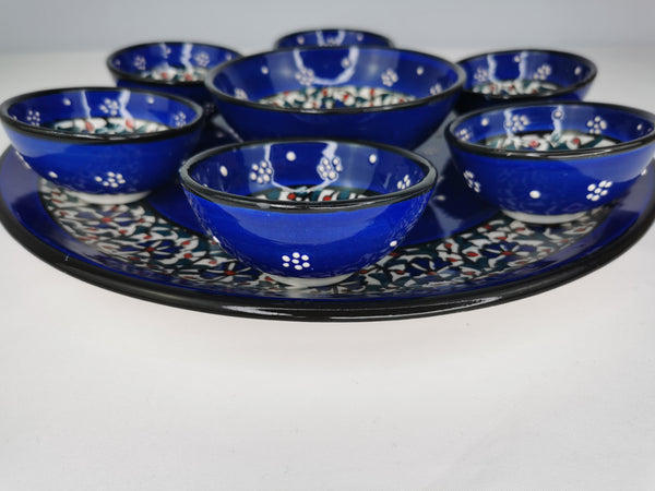 Handmade Turkish Breakfast Set, Decorative Bowl Set, Blue Ceramic Set, Tapas Serving Set, Mezze Set, Turkish Ceramic Food Serving Set