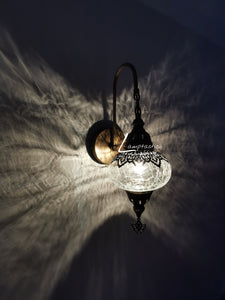 Turkish Single Crackle Clear Glass Round Wall Light