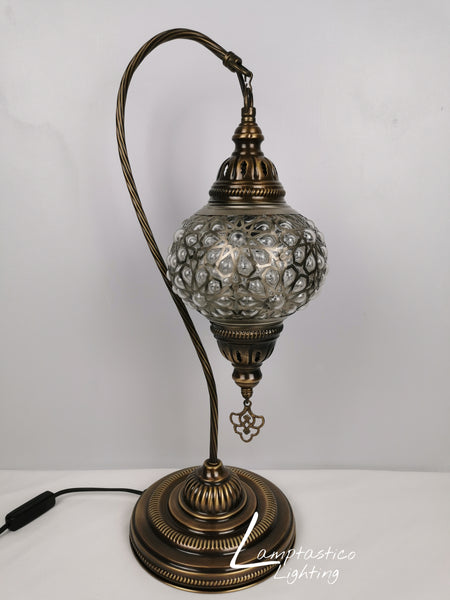 Luxurious Large Turkish Moroccan Swan Neck Blown Pressed Glass Table Lamp
