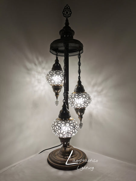 3 Globe Laser Blown Glass Chandelier Floor Lamp