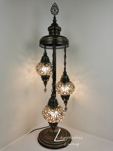 3 Globe Laser Blown Glass Chandelier Floor Lamp