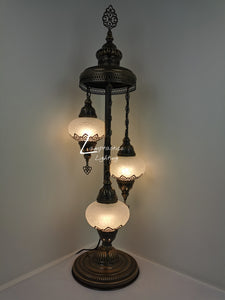3 Globe Crackle White Glass Chandelier Floor Lamp
