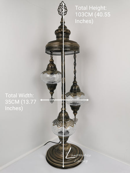 3 Globe Crackle Clear Glass Chandelier Floor Lamp