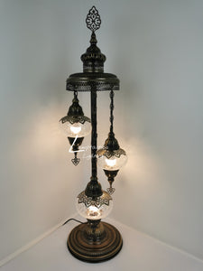 3 Globe Crackle Clear Glass Chandelier Floor Lamp