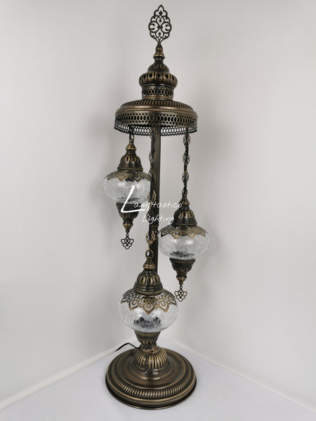 3 Globe Crackle Clear Glass Chandelier Floor Lamp